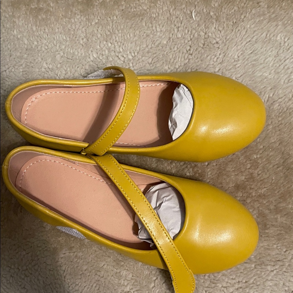 Yellow Kids Mary Jane Shoes
